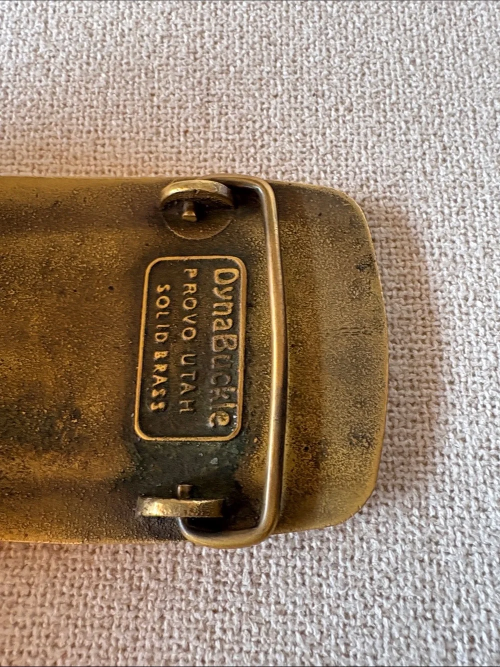 Vtg United Concrete Pipe Belt Buckle Solid Brass DynaBuckle Provo Utah Made USA